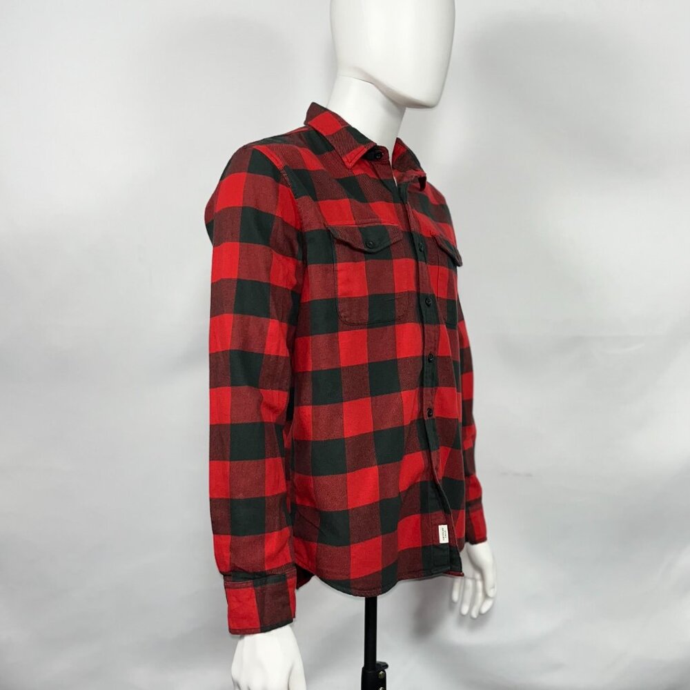 American Eagle Men's Long Sleeve Shirt Size Medium Red Striped - Picture 2 of 9